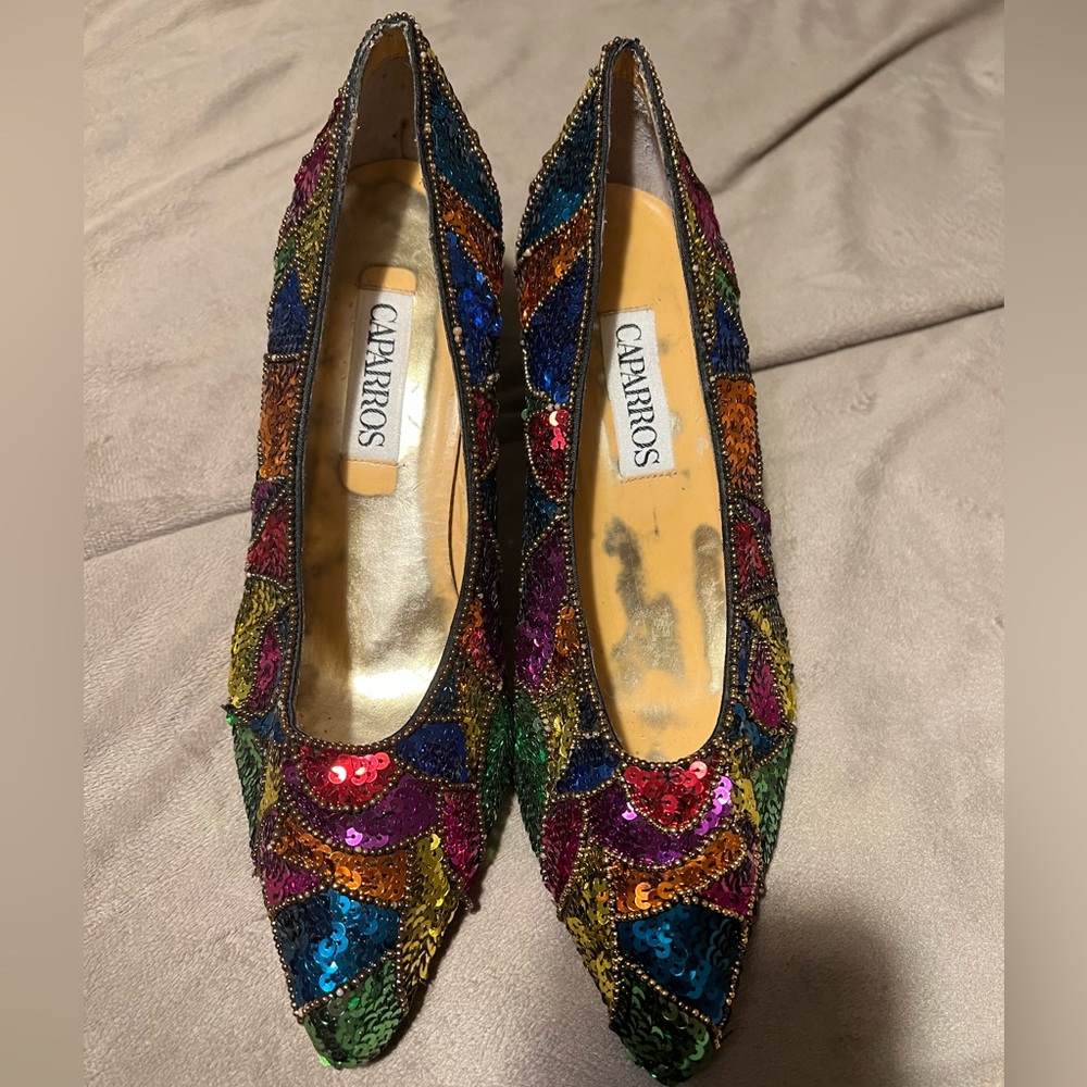 Caparros Sequin Patchwork Pumps Size 8.5